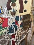 Christmas Holiday Decorations Lot - Blow Mold Snowman, Lighted Sleigh, Signs