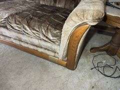 Upholstered Sofa with Wooden Accents