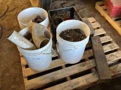 Assorted Hardware, PVC Pipes, and Tools