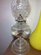 Clear Glass Oil Lamp and Yellow Glass Vase