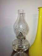Clear Glass Oil Lamp and Yellow Glass Vase