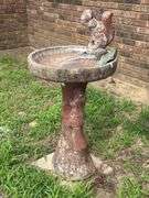 Concrete Garden Bird Bath with Squirrel