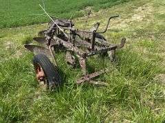 John Deere 3 bottom pull type plow, spoke wheels