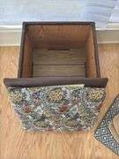 Upholstered Storage Ottoman with Cat Hole and Cushions