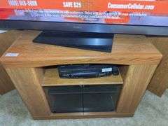 Wooden TV Stand with Cabinet Doors (NO CONTENTS)
