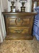 Wooden Nightstand with Two Drawers