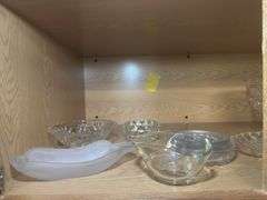 Collection of Decorative Clear Glass Bowls and Serving Pieces