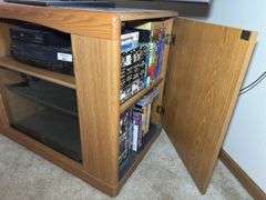 Wooden TV Stand with Cabinet Doors (NO CONTENTS)