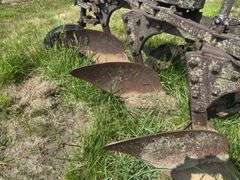 John Deere 3 bottom pull type plow, spoke wheels