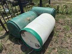 Three Assorted Plastic Drums