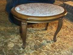 Small Wooden Table with Marble Top