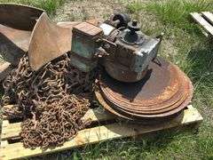 Plow Blade, Metal Discs, Engine, and Chains