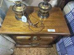 Wooden Nightstand with Two Drawers