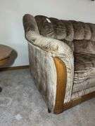 Upholstered Sofa with Wooden Accents