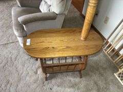 Oak Table with Lamp