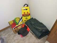 Fly Swatters, Air Bed, Traffic Sign, and Hunting Gear