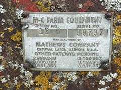 Mathews Company M-C Farm Equipment Rotary Scythe - Model 12E, Serial 30737