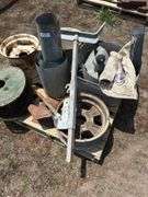 Mixed Lot of Metal Items - Wheels, Tubing, Spool, and More
