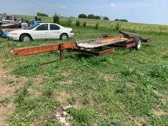 Orange Steel Utility Trailer with Pallet & Pipe