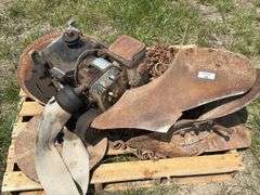Plow Blade, Metal Discs, Engine, and Chains