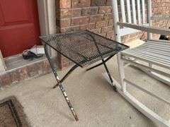 White Painted Rocking Chair with Small Metal Table