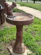 Concrete Garden Bird Bath with Squirrel