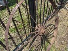 Set of Three Decorative Metal Wagon Wheels