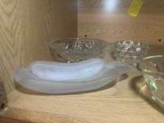 Collection of Decorative Clear Glass Bowls and Serving Pieces