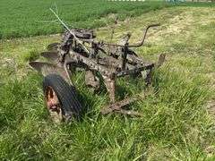John Deere 3 bottom pull type plow, spoke wheels