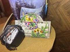 Round Side Table with Assorted Home Decor Items