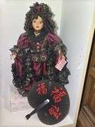 Collectible Porcelain Dolls - Mercedes and Unmarked Doll with Fan