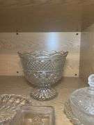 Collection of Decorative Clear Glass Bowls and Serving Pieces
