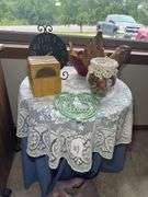 Variety of Home Decor Items: Table Clock, Coasters, Deer Statue, and More