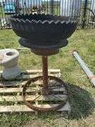 Repurposed Tire and Wheel Decorative Planter