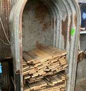 Salvaged Wood Planks and Metal Storage Container