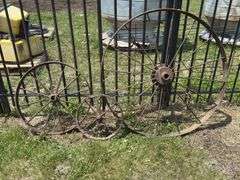 Set of Three Decorative Metal Wagon Wheels