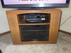 Wooden TV Stand with Cabinet Doors (NO CONTENTS)