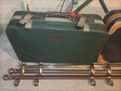 Adolfo Duxbury & Samsonite Luggage with Curtain Rods, and ironing board
