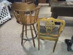 Wooden Swivel Barstool and Accent Chair