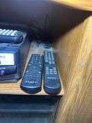 Panasonic PV-8450 VCR, Magnavox DVD Player, and Remotes