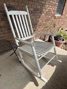 White Painted Rocking Chair with Small Metal Table