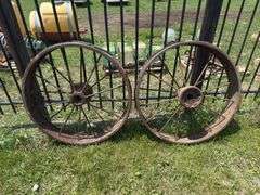 Set of Two Steel Farm Implement Wheels