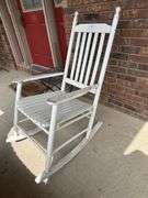White Painted Rocking Chair with Small Metal Table