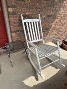 White Painted Rocking Chair with Small Metal Table