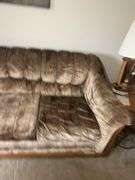 Upholstered Sofa with Wooden Accents