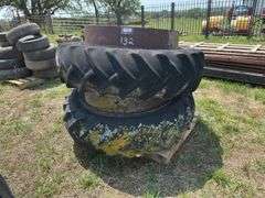 Pair of Large Tractor Tires with Rims