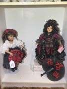 Collectible Porcelain Dolls - Mercedes and Unmarked Doll with Fan