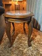 Small Wooden Table with Marble Top