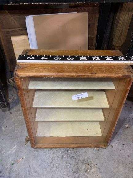 Small Wooden Cabinet with Door and Shelves image