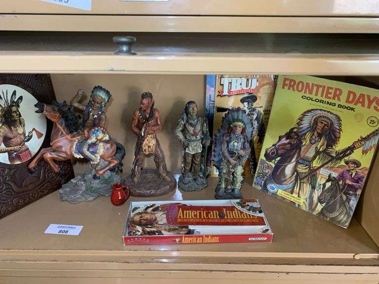 Native American Figurine, Book, Magazine, and Coloring Book Lot image